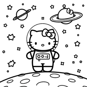 Astronot Hello Kitty Boyama Sayfası