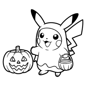 Cadılar Bayramı Pikachu Boyama Sayfası