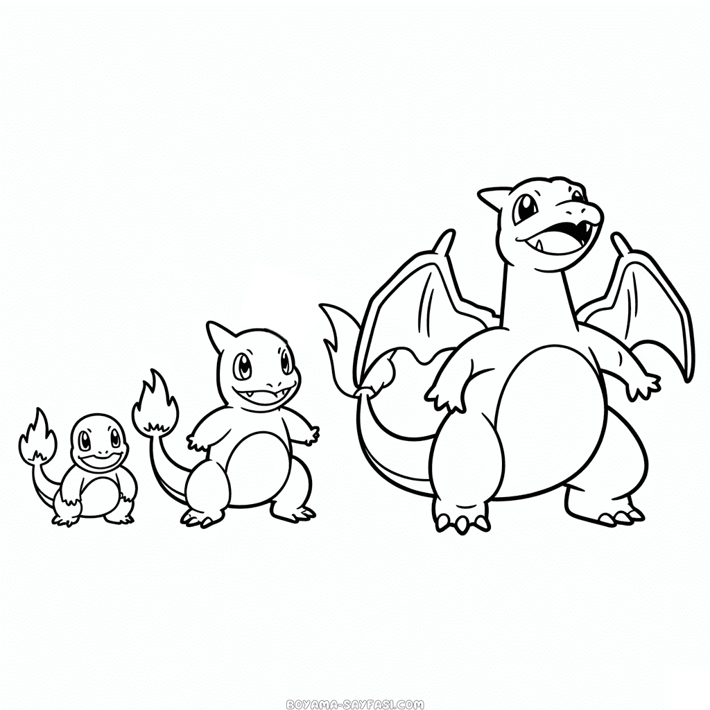 Charizard Evrimi Boyama Sayfası