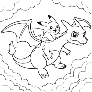 Charizard ve Pikachu Boyama Sayfası