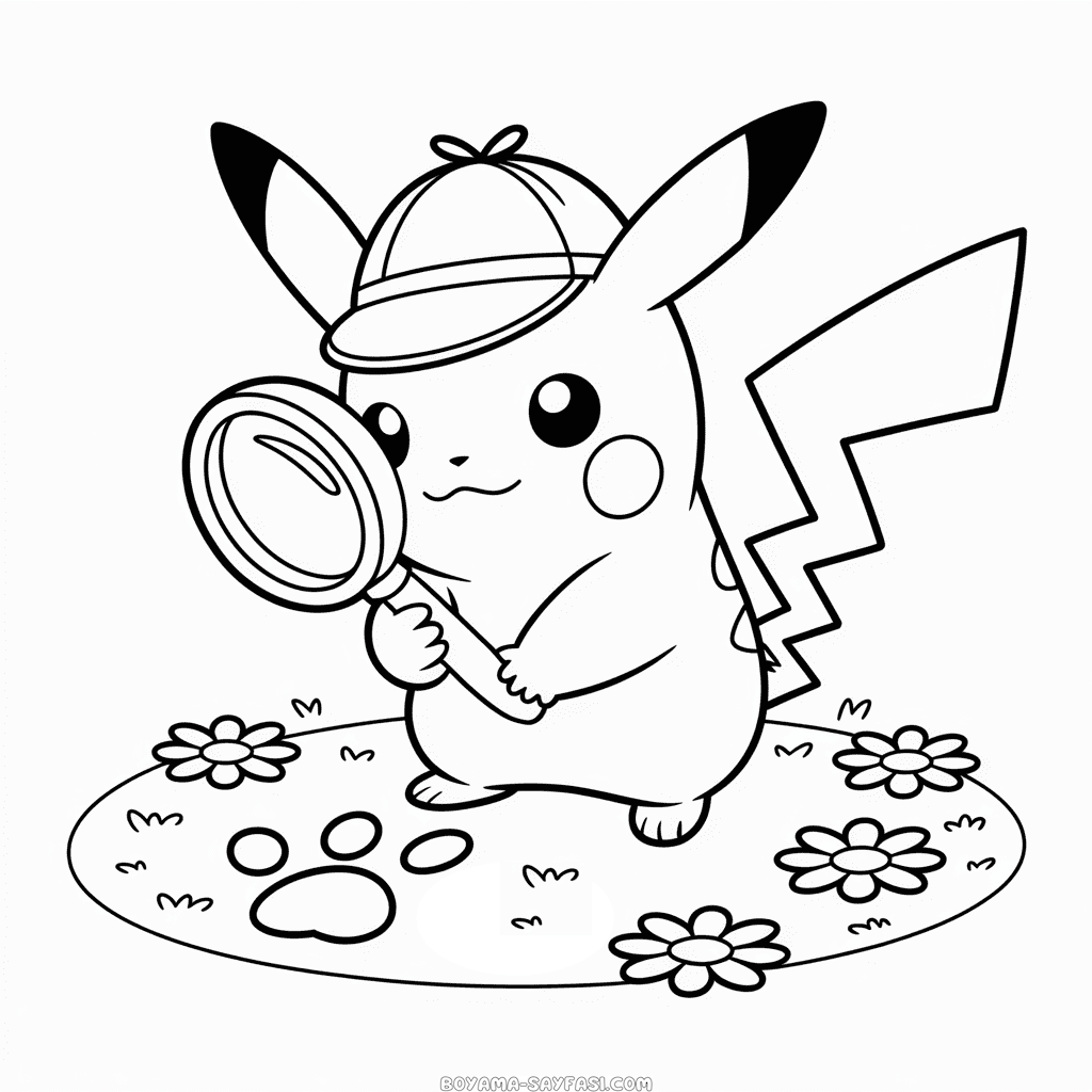 Dedektif Pikachu Boyama Sayfası