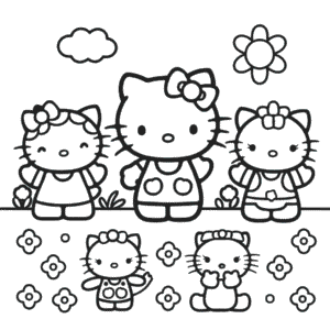 Hello Kitty ve Arkadaşları Boyama Sayfası