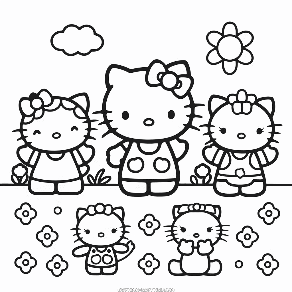 Hello Kitty ve Arkadaşları Boyama Sayfası