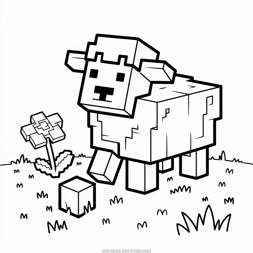 Minecraft Koyunu Boyama Sayfası