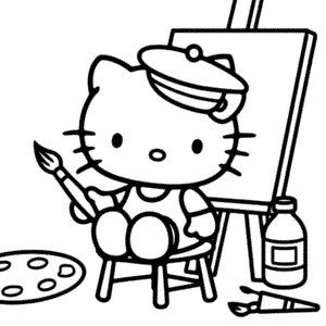Sanatçı Hello Kitty Boyama Sayfası