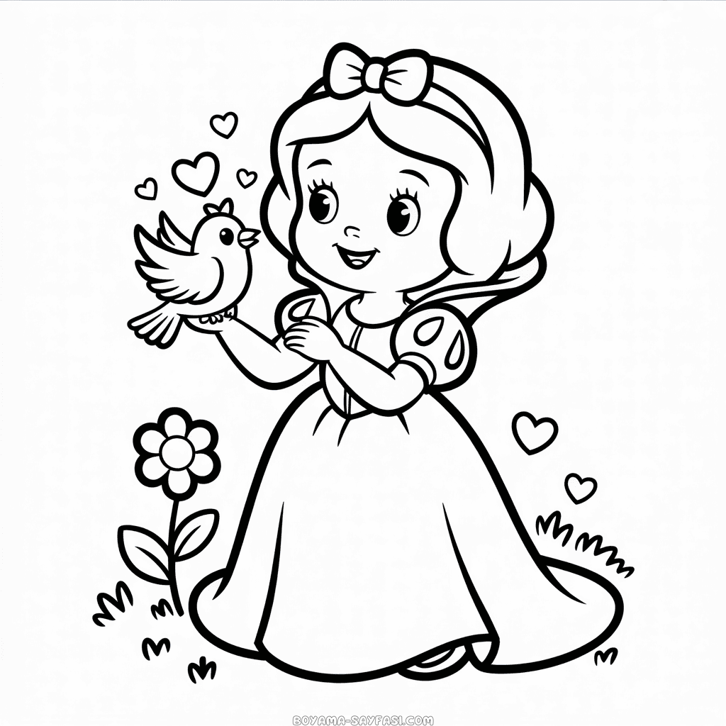 Sevimli Disney Pamuk Prenses Boyama Sayfası