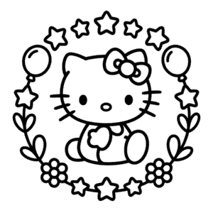 Siyah ve Beyaz Hello Kitty Boyama Sayfası