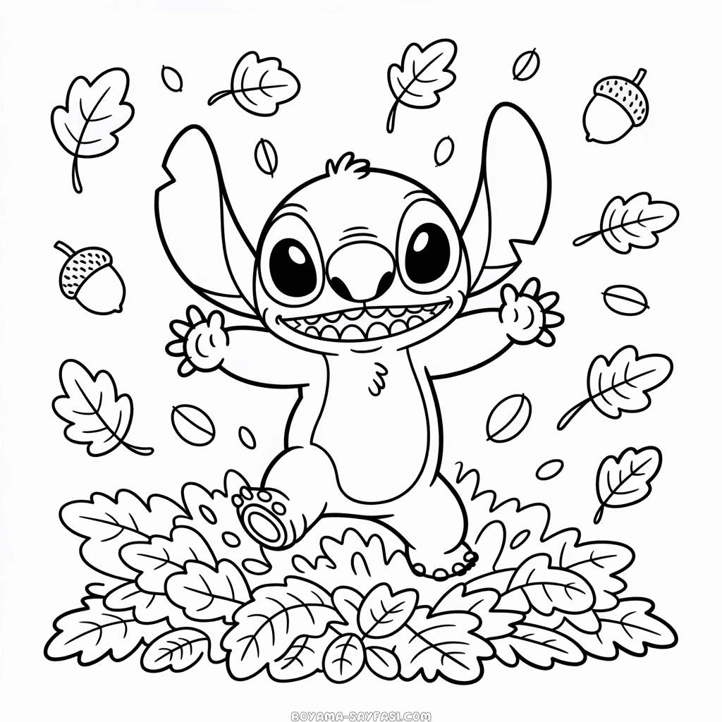 Sonbahar Stitch Boyama Sayfası