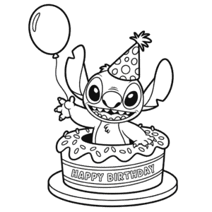 Stitch'in Doğum Günü Boyama Sayfası
