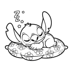 Uyuyan Stitch Boyama Sayfası
