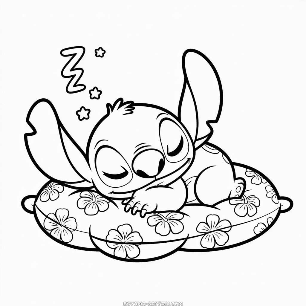 Uyuyan Stitch Boyama Sayfası