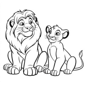 Aslan Kral'dan Simba ve Nala Boyama Sayfası