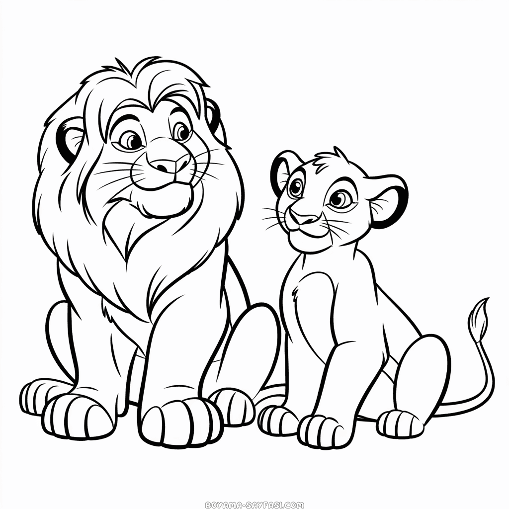 Aslan Kral'dan Simba ve Nala Boyama Sayfası