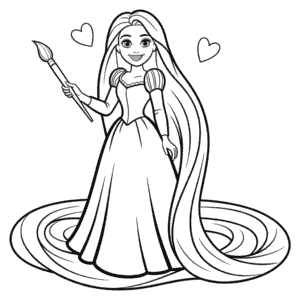 Barbie Rapunzel Boyama Sayfası