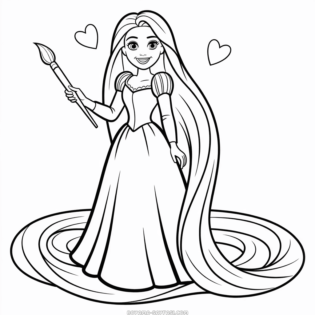 Barbie Rapunzel Boyama Sayfası