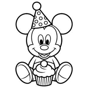 Bebek Mickey'in Doğum Günü Boyama Sayfası