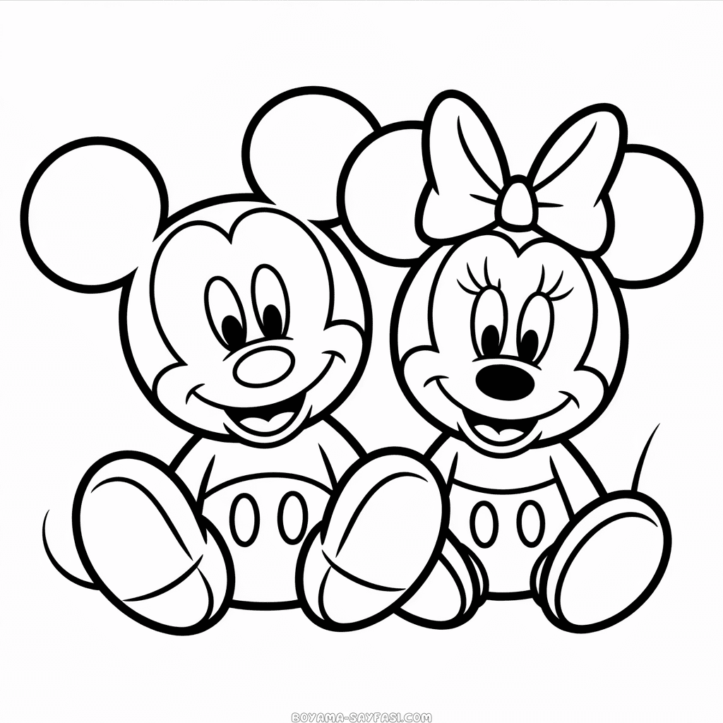 Bebek Mickey ve Minnie Boyama Sayfası