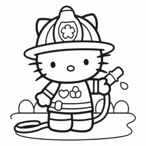 Hello Kitty İtfaiyeci Boyama Sayfası