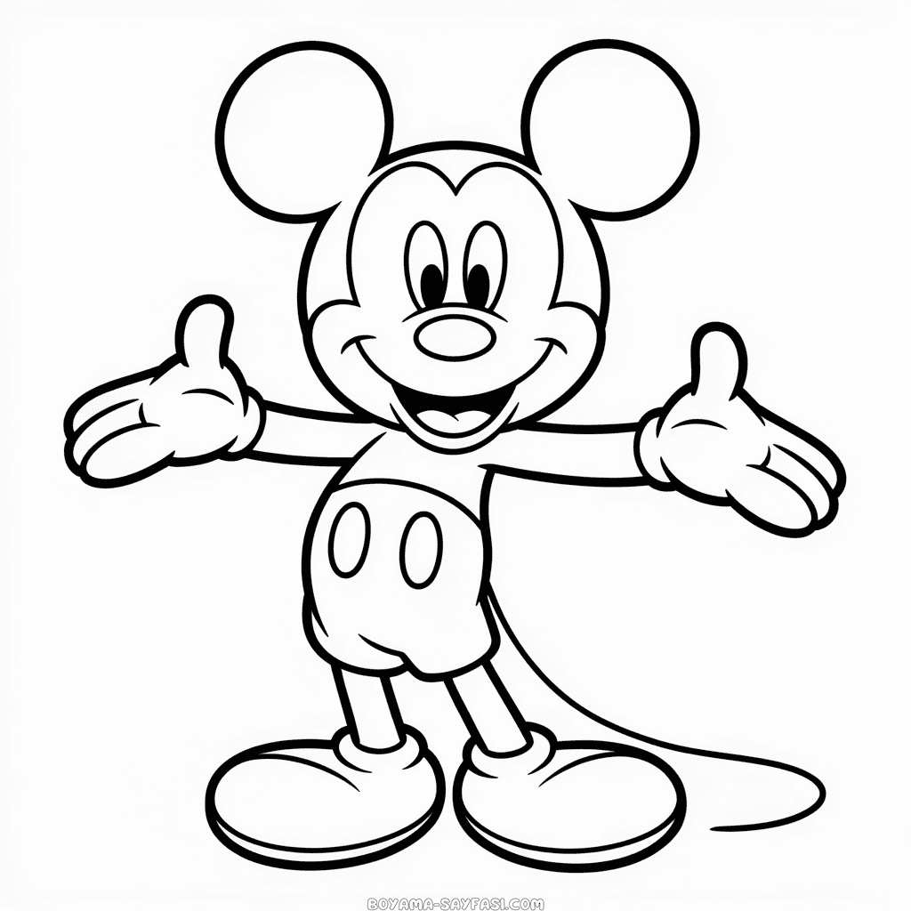 Boş Mickey Mouse Boyama Sayfası