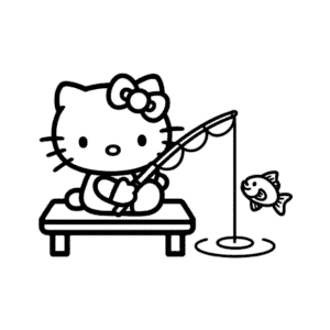 Hello Kitty Balıkçılık Boyama Sayfası