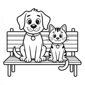 Köpek ve Kedi Boyama Sayfası