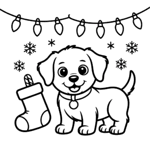 Noel Yavru Köpeği Boyama Sayfası