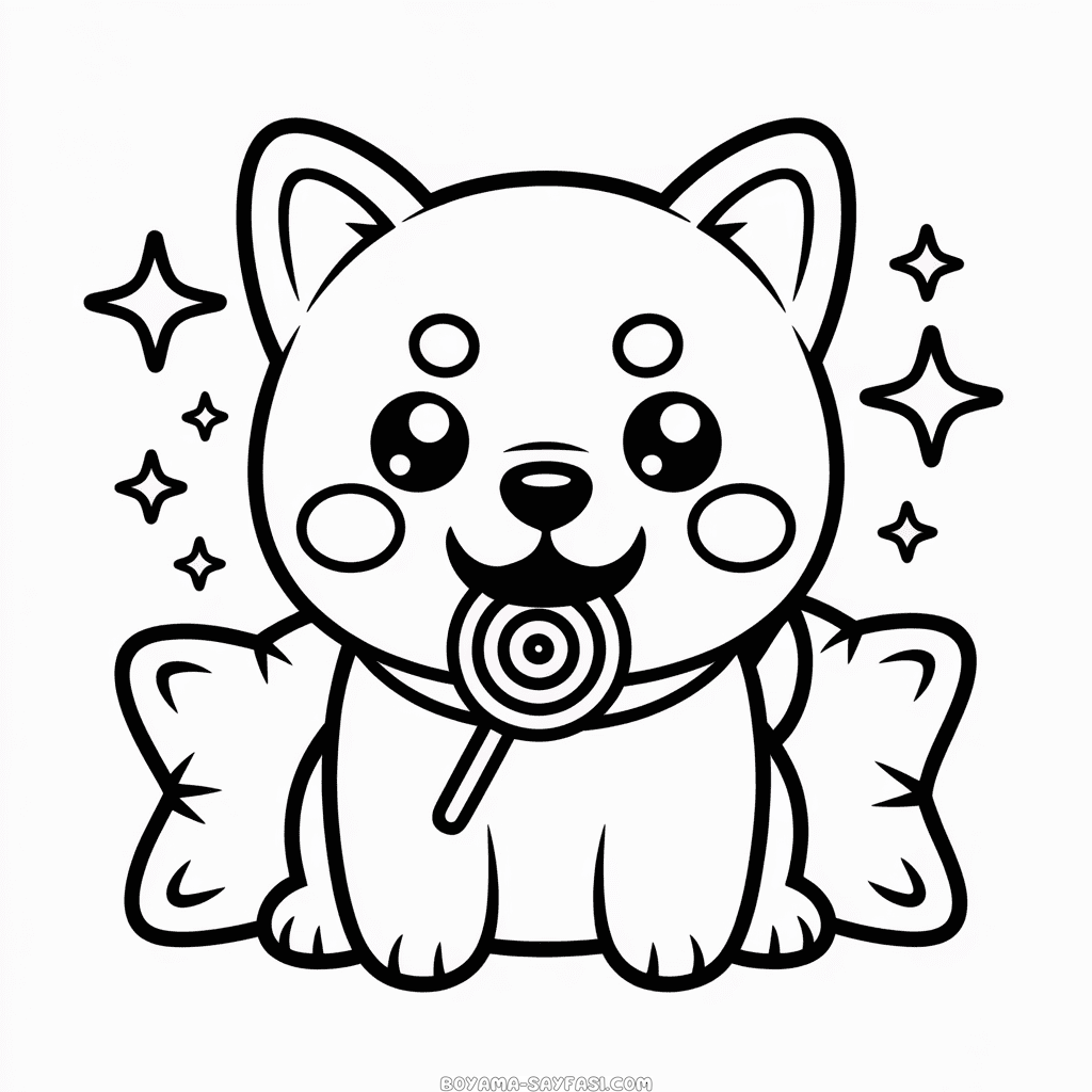 Sevimli Kawaii Köpek Boyama Sayfası