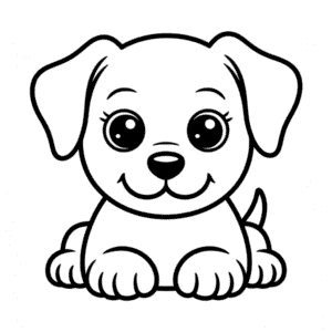 Sevimli Kolay Köpek Boyama Sayfası