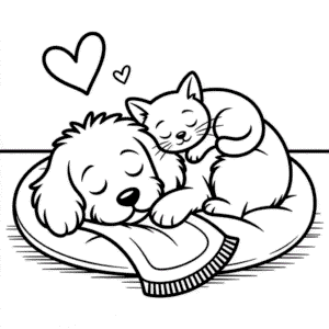 Şirin Kedi ve Köpek Boyama Sayfası