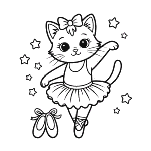 Balerin Kedi Boyama Sayfası