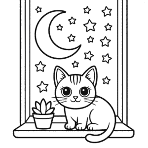 Estetik Kedi Boyama Sayfası