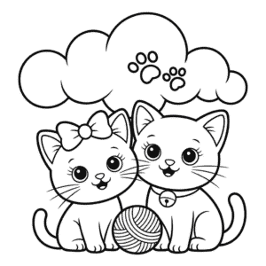 İki Kedi Boyama Sayfası