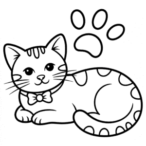 Siyah Beyaz Kedi Boyama Sayfası