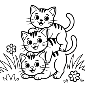 Üç Kedi Boyama Sayfası
