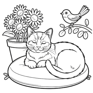 Yetişkin Kedi Boyama Sayfası