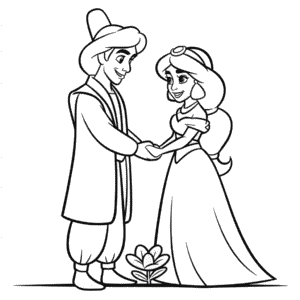 Aladdin ve Yasemin'in Düğünü Boyama Sayfası