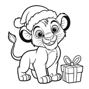 Aslan Kral'ın Noel'i Boyama Sayfası