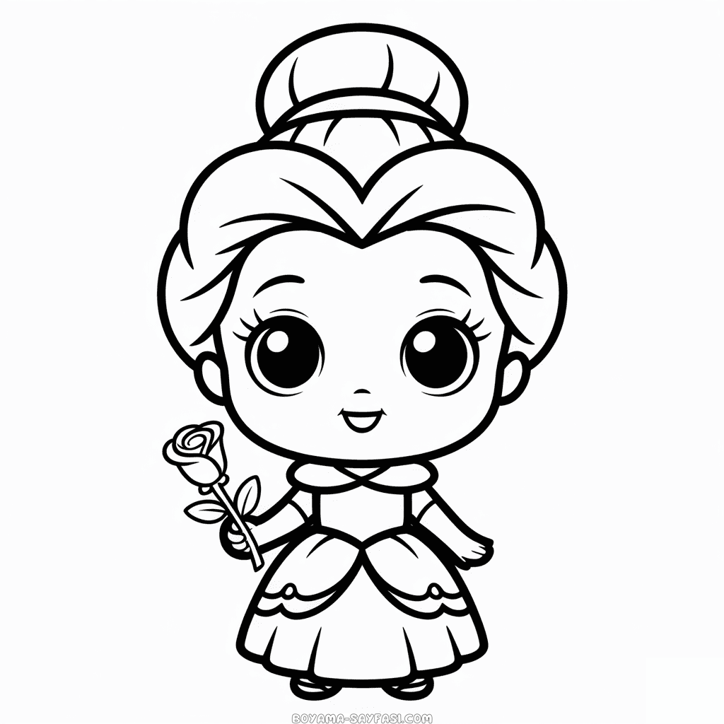 Chibi Disney Prensesi Boyama Sayfası