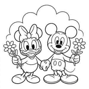 Daisy ve Mickey Mouse Boyama Sayfası