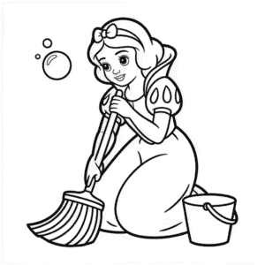 Disney Pamuk Prenses Temizlik Boyama Sayfası