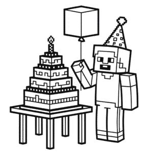 Doğum Günü Minecraft Boyama Sayfası