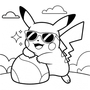 Havalı Pikachu Boyama Sayfası