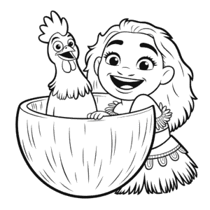 Hei Hei ve Moana Boyama Sayfası