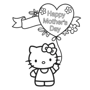 Hello Kitty Mutlu Anneler Günü Boyama Sayfası