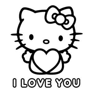Hello Kitty Seni Seviyorum Boyama Sayfası