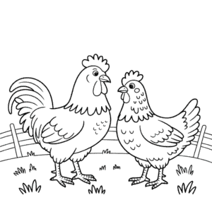 Horoz ve Tavuk Boyama Sayfası