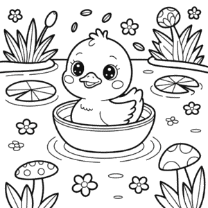 Kawaii Ördek Boyama Sayfası