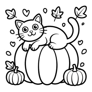 Kedi Sonbaharı Boyama Sayfası