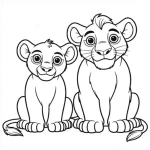 Kiara ve Kovu Aslan Kral Boyama Sayfası