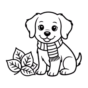 Köpek Sonbaharı Boyama Sayfası